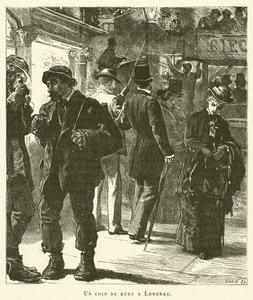 Et gatehjørne i London (gravering) av French School