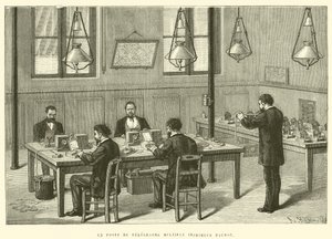 A Post of the Multiple Telegraph Printer Baudot (gravering) av French School