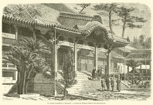 Et buddhistisk tempel i Nagasaki (gravering) av French School