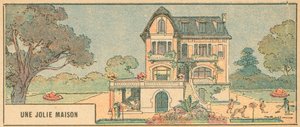 Et vakkert hus (farge litho) av French School