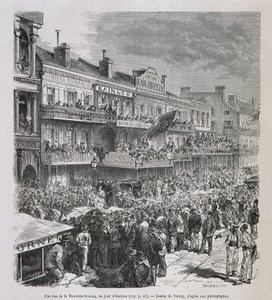 En gate i New Orleans på valgdagen 1875 - i "" Le Tour du Monde", 2. sem. 1876 av French School