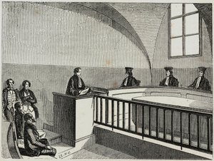 Une disse ved jusskolen i Paris - Gravering i "Tableau-de-Paris" av Edmond Texier 1852 av French School