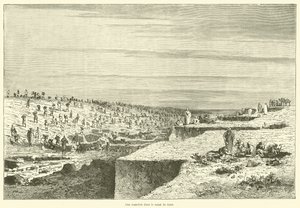 En grøft i Suez-kanalen (gravering) av French School