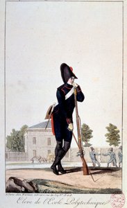 Uniform: en student ved Polytechnic School på 1800-tallet. Trykk fra 1800-tallet. Paris, Musee Carnavalet av French School