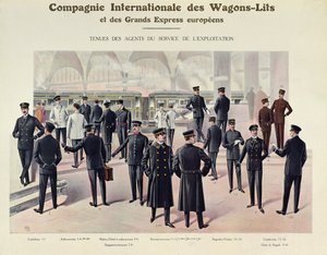 Uniformer for ansatte i Compagnie des Wagons-Lits, ca. 1910 av French School