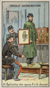 Bruk av røntgen i tollen (chromolitho) av French School