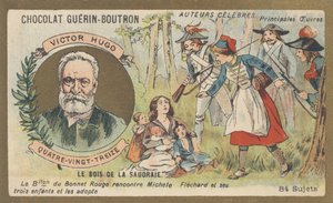 Victor Hugo (1802-1885), fransk poet, dramatiker, forfatter og romanforfatter, forfatter av "nittitre", roman (1874) av French School