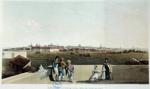 Utsikt over Buenos Aires i Argentina. Litografi av vidal (1820) 1800-tallet. Paris, Latinamerikansk bibliotek av French School