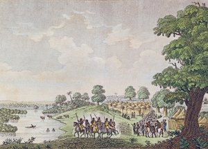 Utsikt over Joal, handelshavn i kongeriket Sine, Senegal, ca. 1810 av French School