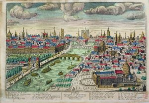 Utsikt over Paris og elven Seinen av French School