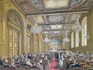 Utsikt over en konsert på Salle Herz på Rue de la Victoire, Paris, ca. 1870-80 av French School