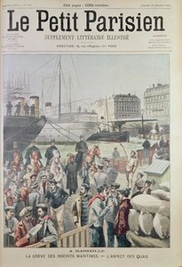 Utsikt over havnene i Marseille under den maritime streiken, fra forsiden av Le Petit Parisien, 21. desember 1902 av French School