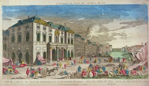 Utsikt over Hotel de Ville, Marseille, i 1720 av French School