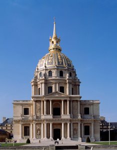 Utsikt over Hotel des Invalides, et parisisk monument, hvis konstruksjon ble bestilt av Ludvig XIV i 1670. Paris av French School