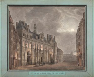 Utsikt over Maison Commune of Paris, mellom 1790-95 (wc på papir) av French School