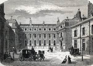 Utsikt over departementet for offentlig utdanning, Hotel de Rochechouart rue de Grenelle, i Paris - (gravering) 1864 av French School