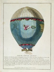 Utsikt over ballongen brukt av Francois Pilatre de Rozier (1754-85) i Versailles 23. juni 1784 av French School