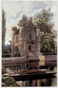 Utsikt over slottet til Lady Blanche i Orry la Ville i Oise-litografien fra 1800-tallets Paris, dekorativ kunst av French School