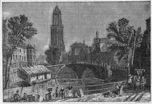 View of the city of Utrecht in Holland, late 19th century. Engraving in “La gazette du dimanche”” of 5 December 1895. av French School