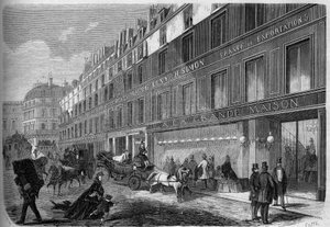 Utsikt over fasaden til "" La Grande Maison"", klesfabrikk. Paris av French School
