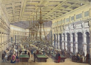 Utsikt over interiøret til Grand Cafe Parisien, Paris, gravert av Thibault, 1855 av French School