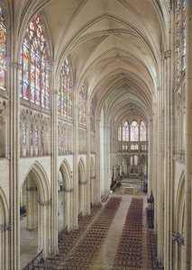 Utsikt over skipet og koret, bygget 1314-1400-tallet av French School