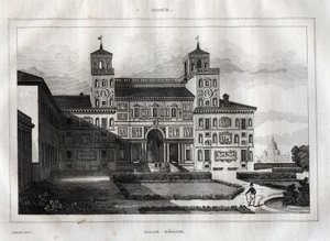 Villa Medici Roma - Villa Medicis - Gravering fra "" Pittoreske Italia"" - Historisk og beskrivende maleri av Italia" av M. de Norvins, Ch. Nodier 1834-1836. av French School