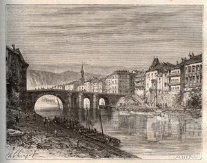 Villeneuve-sur-Lot (Villeneuve sur Lot) - department of Lot-et-Garonne - engraving in “La France illustree: geography, history, statistical administration” by V.-A. Malt-Brown. 1884 av French School