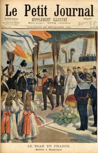 Besøk av tsar Nicholas II av Russland til Frankrike Første side av avisen "Le Petit Journal" av 29. september 1901 (gravering) av French School