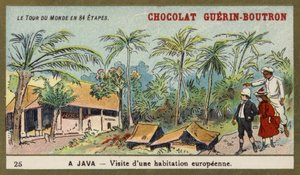 Besøk til et europeisk hjem, Java (chromolitho) av French School