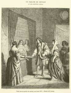 Besøk i en klosterstue under Louis XIV (gravering) av French School