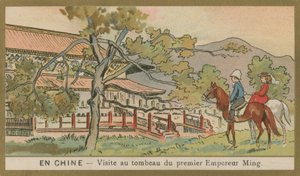 Besøker graven til den første Ming-keiseren, Kina av French School
