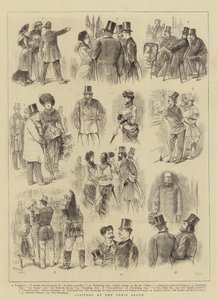 Besøkende på Paris-salongen (gravering) av French School