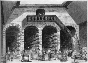 Viticulture: internal view of the chaix and cellars of M. Cruse et fils freres, Bordeaux, Gironde (33) av French School