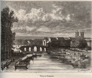 Vitry-le-Francois (Vitry le Francois) avdeling i Marne - gravering i "La France illustree: geografi, historie, statistisk administrasjon" av V.A. Malt-brun. 1884 av French School