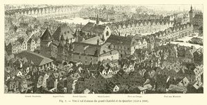 Fugleperspektiv av Grand Chatelet og Quartier, 1550 til 1696 av French School