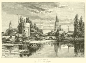Utsikt over Brugge (gravering) av French School