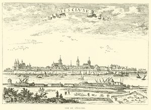 Utsikt over låsen (gravering) av French School
