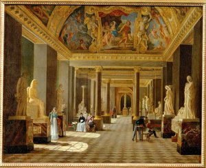 Utsikt over Årstidsrommet i Louvre... av French School