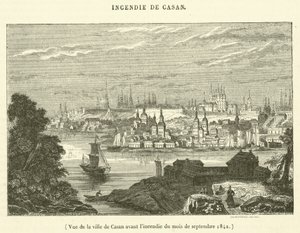 Utsikt over byen Casan før brannen i september 1842 (gravering) av French School