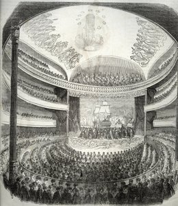 Utsikt over teateret rue du Chateau d'eau tidligere rue Neuve-Saint-Nicolas - (tidligere kafé-konsert og teater, blir suksessivt kalt "" Konsert på 1800-tallet", "" Eden-Comedie", "" New-Theatre du Chateau water& av French School