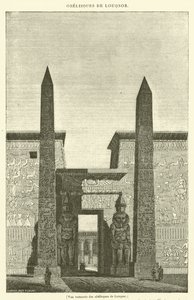 Restaurert utsikt over obeliskene til Luxor (gravering) av French School