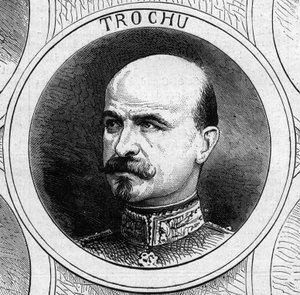 Krigen i 1870 - regjeringen for det nasjonale forsvaret: portrett av general Louis Jules Trochu (1815-1896), president for den provisoriske regjeringen i 1870. Gravering i "" Le Monde Illustré"" nr. 706 av 22. oktober av French School