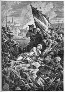 War of the Polish Succession (1733-1738) - The death of Louis Robert Hippolyte de Brehan, Count of Plelo (1699-1734) before Dantzig, May 27 av French School