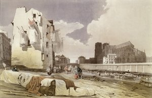 Vaskekvinner ved Lavoirs ved Quai Montebello, ca. 1840 av French School
