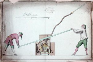 Vannpumpe for slukking av branner, midten av 1700-tallet (akvarell på papir) av French School