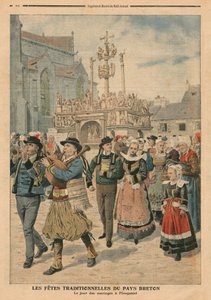 Bryllupsdag i Plougastel, Bretagne, illustrasjon fra Le Petit Journal, bilagsillustre, 27. januar 1907 av French School