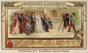 Bryllupsfest hos fotografen (chromolitho) av French School