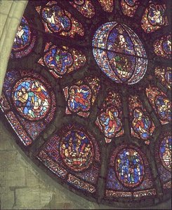 West Rose Window, detalj av den siste dommen, ca. 1225 (farget glass) av French School