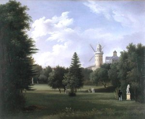 Vindmølle ved Folie-Beaujon i Paris, ca. 1830 (olje på lerret) av French School